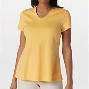 Isaac Mizrahi Live Essentials Pima Cotton V-Neck Swing Top-5X-NWT